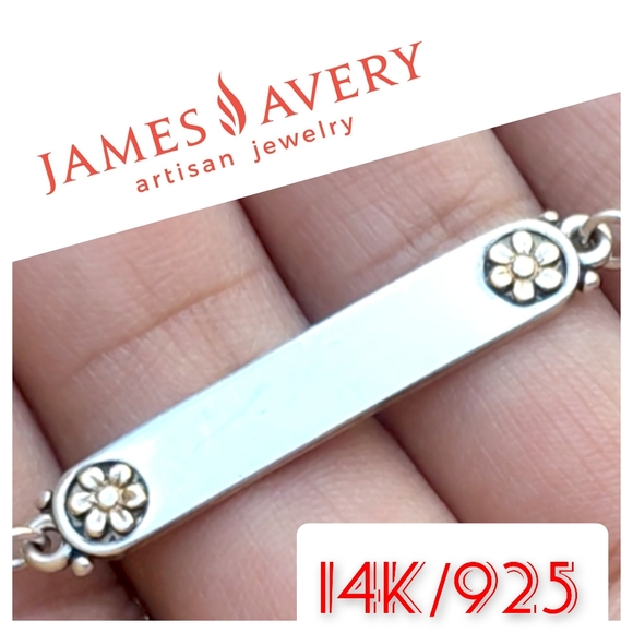 James Avery Jewelry - Rare- Collectable James Avery 14k flowers Sterling Silver ID Bracelet